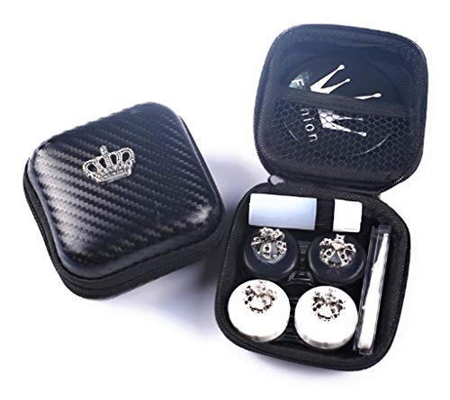 Contact Lens case Holder Travel Contact case Lens applicator+ Solution Bottle+ Mirror+ Tweezers All Included. Lens Container Box Holder. case for Contact Lens Zipper