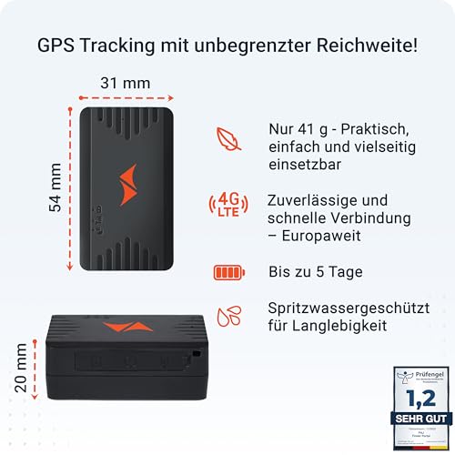 PAJ GPS People Finder 4G - Mini GPS Tracker für Kinder und Senioren - bis zu 5 Tage Akkulaufzeit - kleines Ortungsgerät mit Live-Ortung, geeignet bei Demenz, Alarmbenachrichtigungen im Notfall