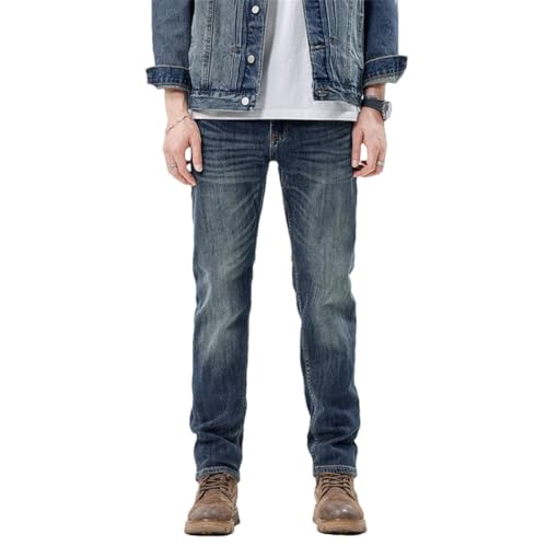 Men's Vintage Distressed Washed Jeans Classic Loose Straight Jeans