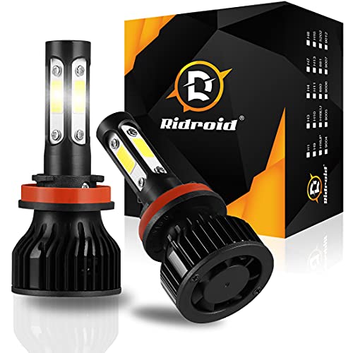 RIDROID H11/H9/H8 LED Headlight Bulbs, 60W 6000LM 4-Sides Headlight Bulbs Led Headlight Bulbs COB Chips 6500K Cool White ,IP68,Pack of 2â¦