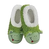 Snoozies Whimsical Green Frog Slipper Socks for Women, Washable Frog Slippers, Womens Slippers Size 7-8 (Green, Medium)