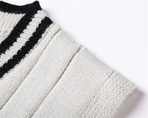 Men's Clothing Knit Sweater Sleeveless Striped Vest Street Waistcoat4