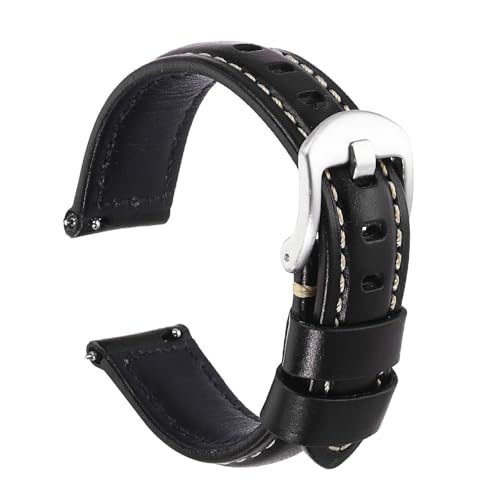 Correa de reloj de 18 mm en piel negra un regalo elegante con hebilla plateada