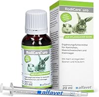 alfavet RodiCare URO, Ergänzungsfuttermittel zur Verringerung der Harnsteinbildung für Kaninchen, Meerschweinchen und Kleinnager, 20 ml, Dosierspritze