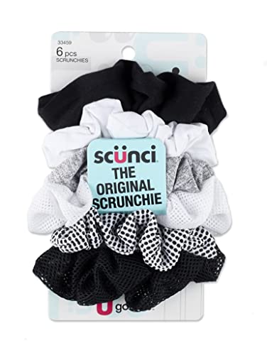 scunci 6 pcs scrunchies Black Gray White 33459