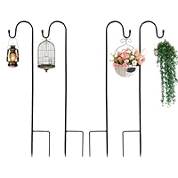4 Stück Garten Schäferhaken, 90cm Schäferstab Laternenstab, Hirtenhaken Metall Gartenstab mit Haken Laternenstab Hirtenbogen-Haken, für Vogelkäfige, Solarleuchten, Laternen, Hochzeiten, Pflanzkörbe