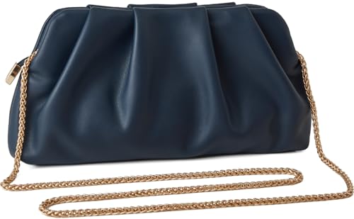 Image of Evening Bag for Women Ruched Clutch Purse Detachable Metal Chain Crossbody Bag