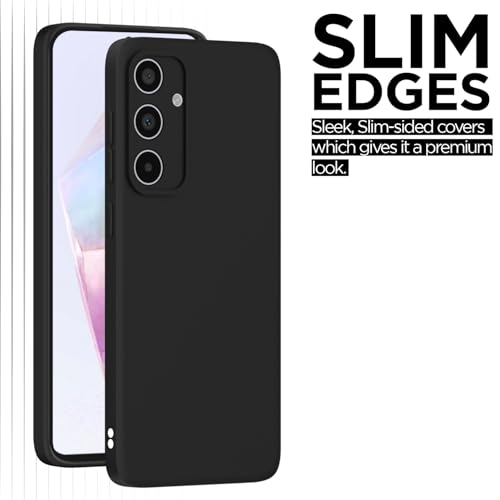 Image of Outlouders Back Cover for Samsung Galaxy A35 5G | Camera Protection | Durable Soft Matte Silicone Bumper Case (Black)