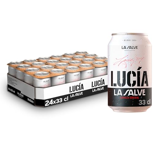 La Salve Lucia, Pack de 24 Latas x 33 cl, Cerveza Genuina y Refrescante, una Cerveza Con Cuerpo y Carácter, 5.8% Volumen Alcohol