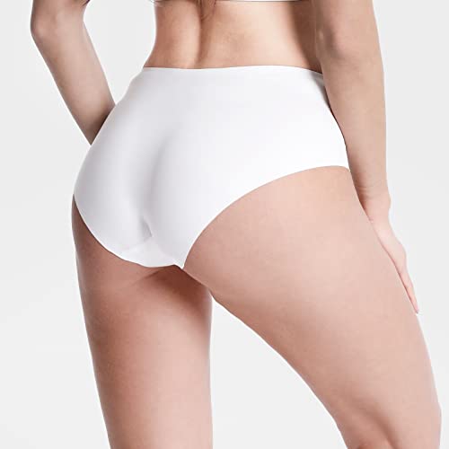 Wander Womens Seamless Underwear 3-Pack Pure Invisible Breathable Brief Ladies Stretch Hipster Panties（White*3, Medium） #TOP3