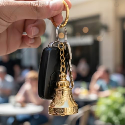 Image of OTTAVO Guardian Bell Keychain, Oxidized Copper, Tibetan Style, 5 cm Height, Good Luck Charm