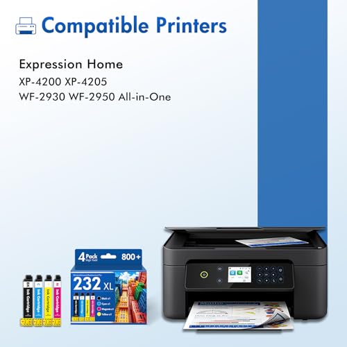 Image of Remanufactured Replacement for XP-4200 232XL Ink Cartridges Combo Pack Compatible for 232 Ink for Epson Printer XP 4200 4205 XP4200 XP4205 XP-4205 Workforce WF-2950 WF-2930 WF 2950 2930 (4 Pack-KCMY)