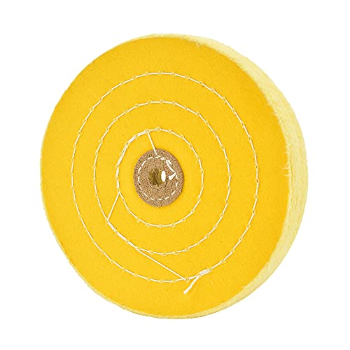 150 mm Paño disco de pulido amarillo mediano (70 capas) para lijadora de mesa con orificio de mandril de 12,7 mm Cover