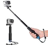 Walway 19'' Waterproof Underwater Hand Grip Adjustable Extension Selfie Stick Monopod Pole for GOPRO Hero 6/5/ 5 Session/ 4 Session/ 4/3+/ 3/2/1, GeekPro, AKASO, Xiaomi Yi, SJCAM (Blue)