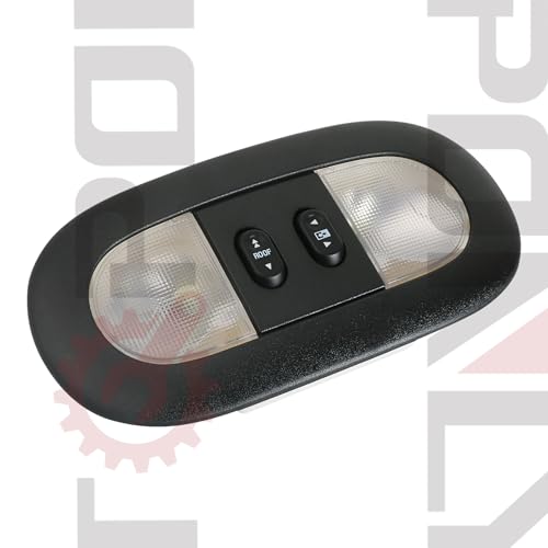 Image of Overhead Console LED Dome Map Light Lamp | Fits Ford F150 2004-2008, for Lincoln Mark LT 2006-2008 Truck | Replaces 7L3Z-18519A70-BA Interior Cab Lights with Sunroof and Rear Window Switch (Black)