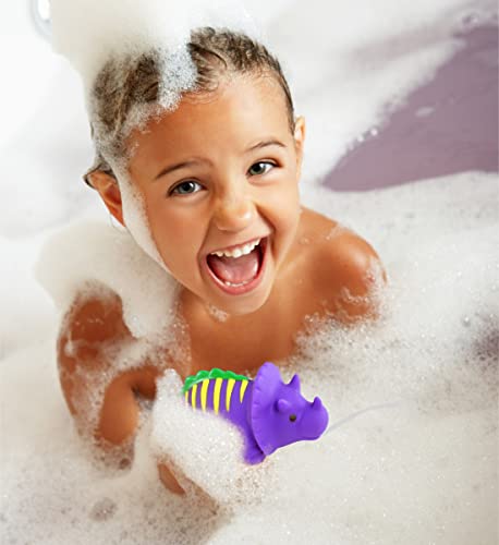 Dollibu Triceratops Dinosaur Bath Buddy Squirter – Floating Purple Triceratops Rubber Bath Toy, Fun Water Squirting Bathtime Play For Toddlers Cute Dinosaur Toy For The Bathtub, Beach & Pool For Kids #TOP5