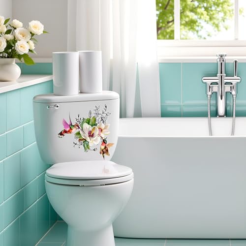 WC-Sitz-Aufkleber, Motiv: Vögel, Blumen, Schmetterlinge, Vögel, Schmetterling, abnehmbar, wasserdicht, WC-Sitzdeckel-Aufkleber, selbstklebend, Badezimmer-Wandaufkleber für Spülkasten, Dekoration, 30 x