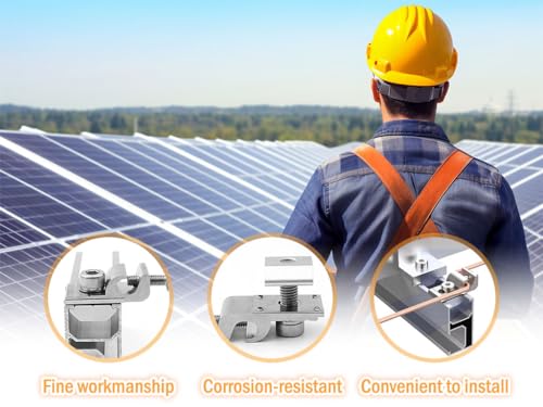 Kellegour 12 Stück Erdungsklemme Aluminium,Solarpanel Erdungsclips,Solarmodul Boden Erdung Lug,zubehör solarmodul halterung,für verschiedene Solarinstallationssysteme,Modulhalterungen,Vorrichtungen