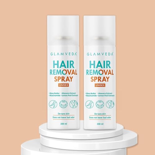 Glamveda Hair Removal Spray for Women & Men (200ml Pack of 2) | Removes Body Tan | Painless & Irritation Free Body Hair Removal for Chest, Legs, Arms, Hands, Underarm & Back