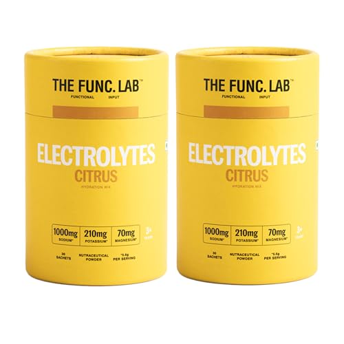 Image of The Func. Lab Daily Electrolytes - Salty Citrus Lemon | 30 Sachets, Pack Of 2 | Instant Hydration Powder with Sodium, Potassium, Magnesium | Sugar-Free, No Preservatives | Instant Energy, Recovery Drink