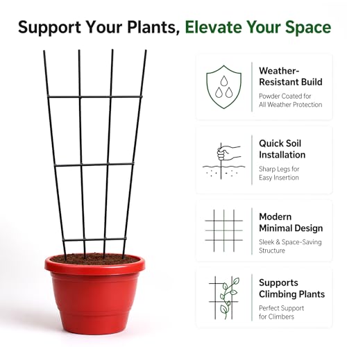 Image of Urban Plant Greenweave Plant Trellis - Durable Support for Climbing Plants, Vines, and Creepers, Ideal for Indoor and Outdoor Gardening Use Black (Pack of 3)
