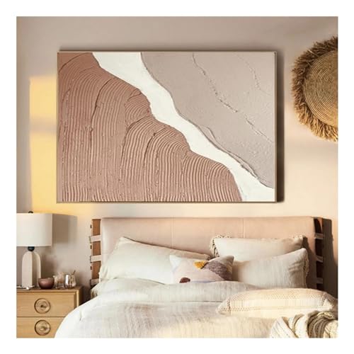 Peinture sur toile abstraite pour raviver un mur blanc salon déco bohème terre cuite