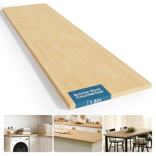 Comparison: Best Stain For Birch Butcher Block 9 Solid Wood Butcher Block Countertop - 5ft Unfinished Birch Slab Counter Top Wooden Table Top for DIY Kitchen Island, Workbench, Washer Dryer, Coffee Bar Table, 60"x25"x1.5"