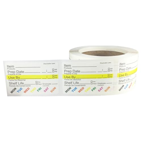 Image of InStockLabels Dissolvable Food Labels - 2” x 3” (500 Labels) - Rotation Food Stickers for Kitchen & Restaurant Supplies - Ideal for Jar, Containers and Freezer Storage, Kitchen Stickers