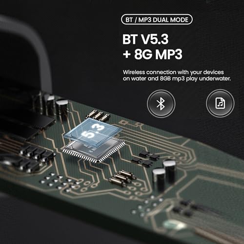 Image of Bone Conduction Headphones IP68 Swimming Waterproof Dustproof Sweatproof MP3 Player Headset Underwater Music Player 8GB 1000 Songs, Open-Ear Wireless Earphones Bluetooth 5.3 with Mic - Black