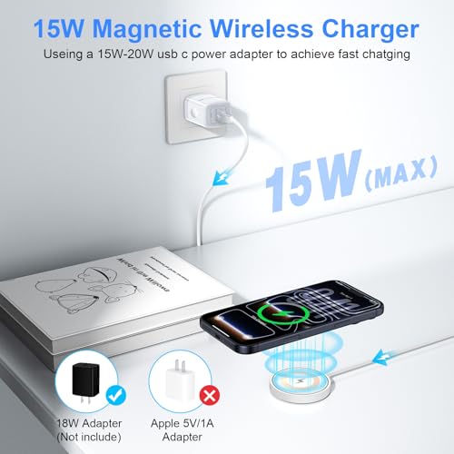for iPhone 17 Pro Max Magsafe Charger 2Pack Magnetic Wireless Charger for iPhone 17/16/15/14/13/12 Series& AirPods, Wireless Fast Charging Pad With USB-C/A Ports,Pixelsnap Charger for Google 10 Series - Image 3