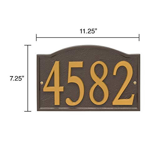 Art & Artifact By Whitehall Personalized Cast Metal Address Plaque - 11" X 7.25" Custom House Number Sign - Arched Rectangle With Diy Self-Adhesive Zinc Numerals - Bronze/Gold #TOP7