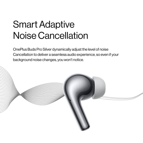 Image of OnePlus Buds Pro Wireless Earbuds| with Charging Case |IP55 | Smart Adaptive Noise Cancellation Sound | Silver (E503A)