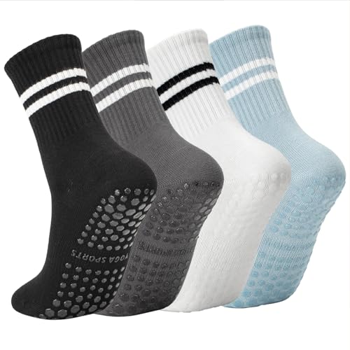 Image of Lacholin Yoga Pilates Socks with Grips for Women, Non Slip Grips Cotton Socks for Barre, Ballet, Dance, Workouts