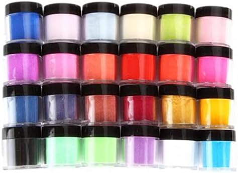 24 Colors Acrylic Nail Powder Set, Colored Acrylic Powder for Nails DIY Art Design 3D Manicure Extension Gifts for Women and Girls