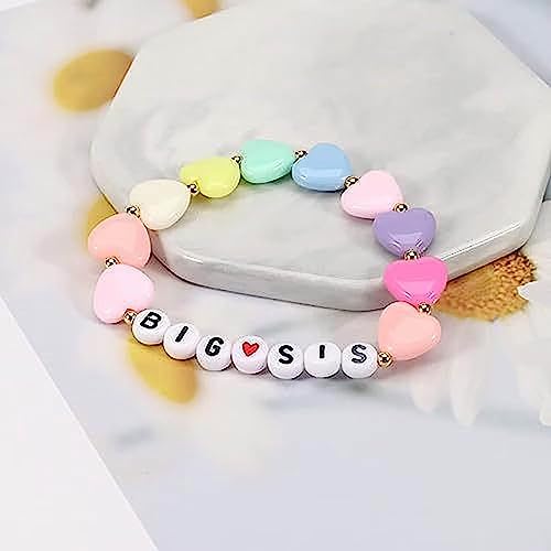 Image of Colorful Big Sister Bracelet Little Sister Bracelet Letter Beads and Heart Beads Bracelet Y2K Jewelry Gifts for Women