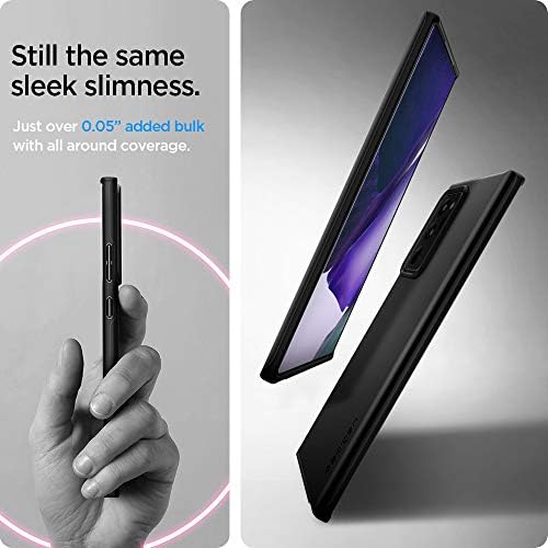 Spigen Thin Fit Compatible with Samsung Galaxy Note 20 Ultra Slim Hybrid Design Hard PC Back Flexible Bumper with Shockproof Air Cushion Case for Samsung Galaxy Note 20 Ultra - Black