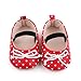 XWANZI Crib Shoes PU Upper Red Polka Dot Low Cut Bow Decoration Elastic Band Casual Novelty Fashion Baby Girl Slipper 12-18 Months