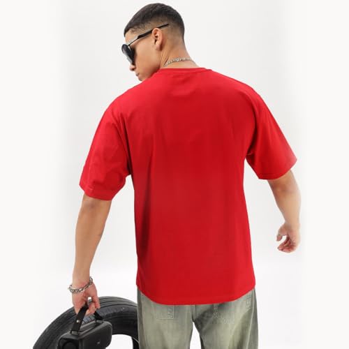 Image of Men's Half Sleeve Oversized Tshirt, Round Neck Longline Drop Shoulder Printed Loose Fit T-Shirt