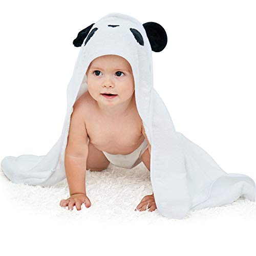 Image of Touchat Hooded Baby Towels,Soft and Warm Baby Bath Towels with Hood for Toddler Infant Newborn, Large and Absorbent Toddler Towels for Baby Boy Girl (Panda, 35.1''x35.1'')