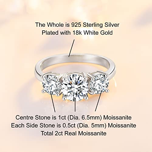 SecreTalk 2ct Moissanite Engagement Wedding Ring for Women, 925 Sterling Silver D Color VVS Promise Ring with Certificate of Authenticity3