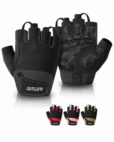 SIMARI Breathable Workout Gloves for Men & Women, Weight Lifting Gloves with Padded, Grip, Full Palm Protection, Gift for Gym Exercise, Cycling, Weightlifting Training, Fitness, Black, Size M