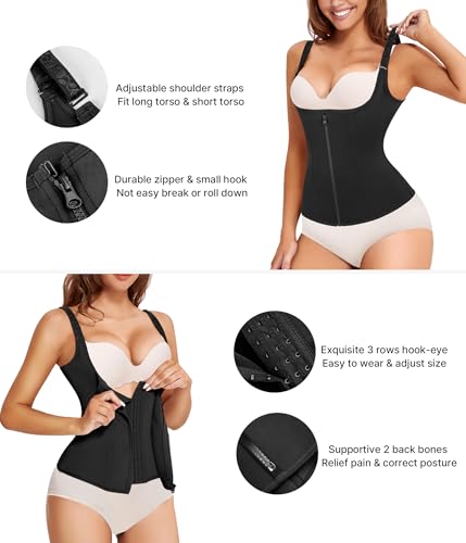 Nebility Waist Trainer for Women Corset Shapewear with Zipper Women's Waist Cincher Tank Top with Adjustable Straps3