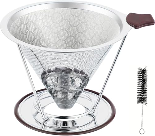 Reusable Stainless Steel Pour Over Coffee Dripper Paperless V60 Filter