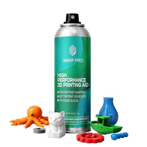 Warp Pro – 3D Printer Bed Adhesive Aerosol Glue Spray – Fix 3D Print Warping - No More Glue Sticks - Spray on, Water Washable, Adhesive Solution for All Filament 3D Printer Build Plates
