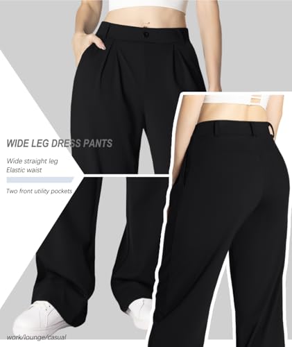 Safort Wide Leg Pants Women Dress Pants 28"/31"/34" Business Casual Trousers Work Office Loose Slacks Belt Loops Pockets4