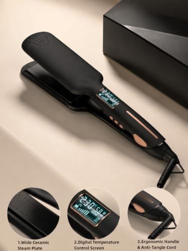 Plancha para cabello con placas anchas y pantalla LCD miniatura 4