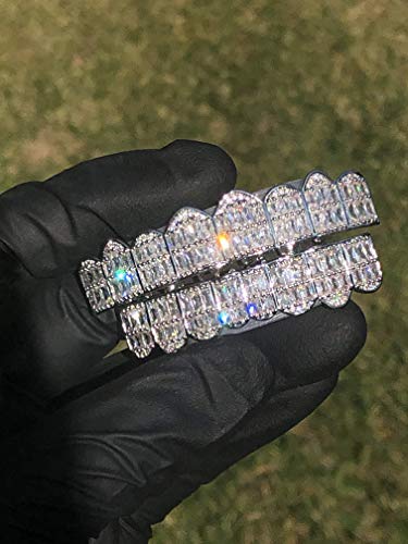 14k Baguette Set White Joker Gold Grillz for Mouth Top Bottom Hip Hop Teeth Grills for Teeth Mouth Grillz for Mouth Top Bottom Hip Hop 8 Teeth Grills for Teeth Mouth Set4