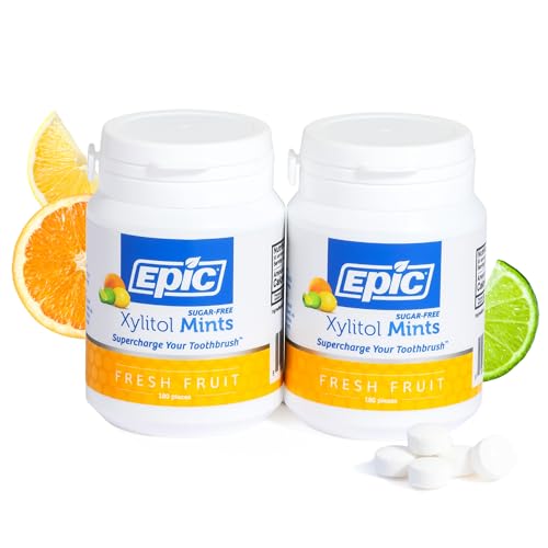 Epic 100% Xylitol Mints - Aspartame Free, Sugar Free - Fresh Fruit Flavored Mints, 180 Pieces (Pack of 2)