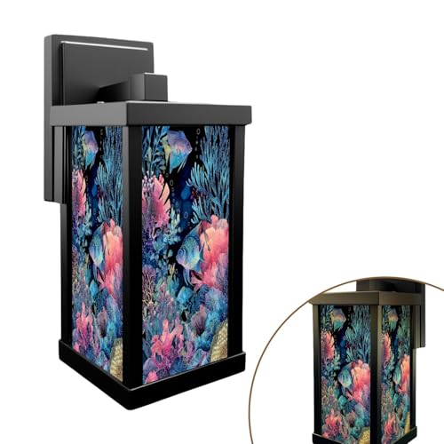 JBNJANKDAV Outdoor Wall Lights Fantastical Coral Where Glowing bioluminescent sea Creatures Exterior Waterproof Wall Mount Sconce 13" Porch Light Outdoor E26 Base Lamp with Bulb Front Door Lighting