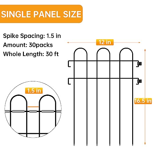 Sunexinlo 30-Pack Garden Fence, Decorative Rustproof Metal Wire Border Animal Barrier for Dogs 30ft(L) x16.5in(H) - Thumbnail 2